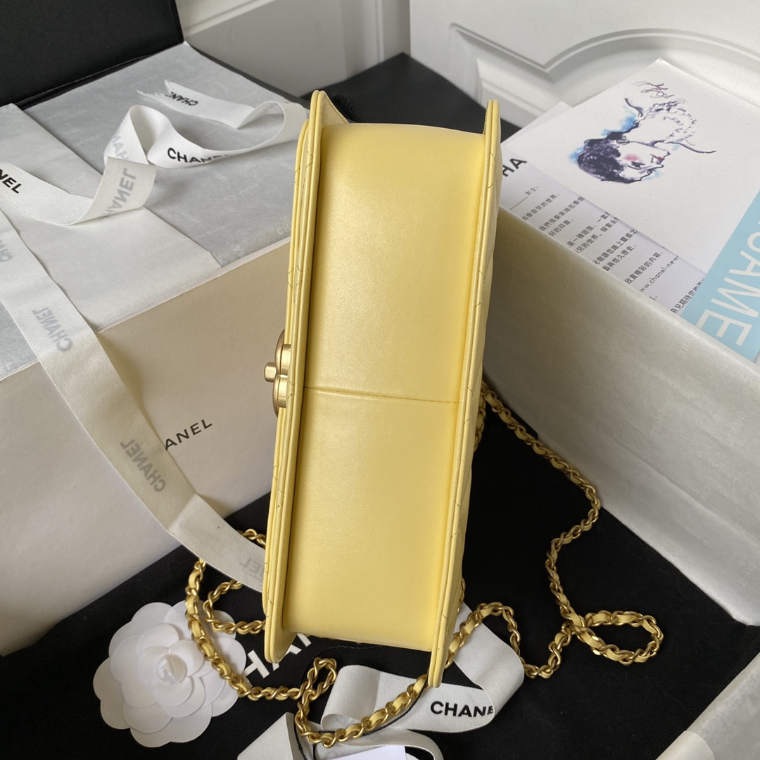 CHANEL FLAP BAG YELLOW 22×14.5×8cm