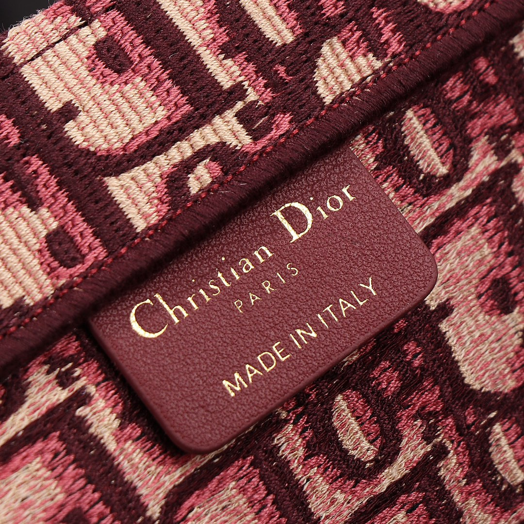 Medium Dior Book Tote Oblique Burgundy 14 x 11 x 6.5 inches
