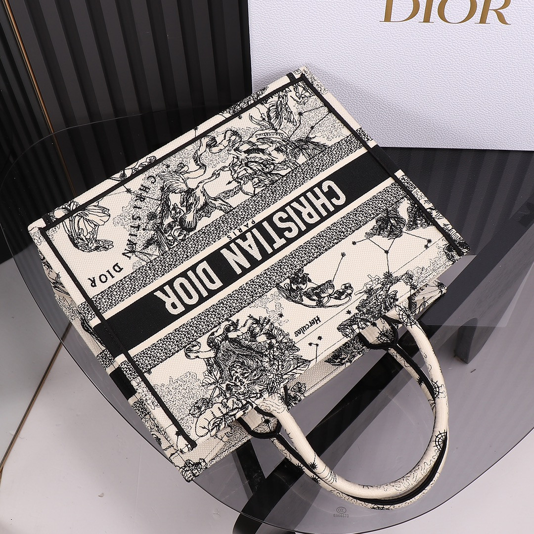 Medium Dior Book Tote De Jouy Zodiac 14 x 11 x 6.5 inches