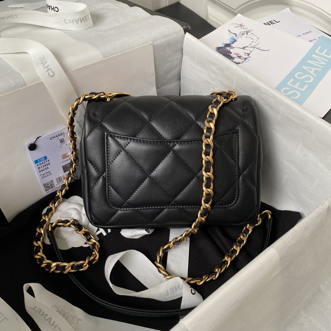 CHANEL MINI FLAP BAG BLACK 5.3 × 6.6 × 3.1 in