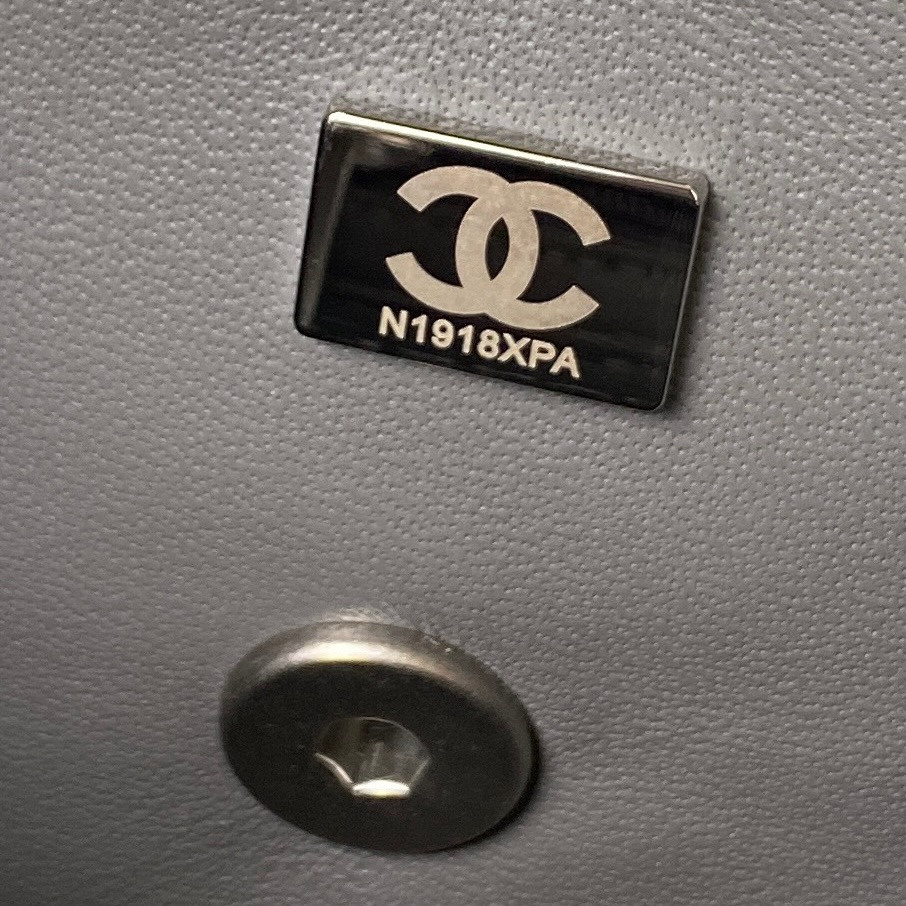 CHANEL MINI FLAP BAG SHINY CALFSKIN & SILVER-TONE METAL GRAY 4.7 × 7.8 × 2.3 in