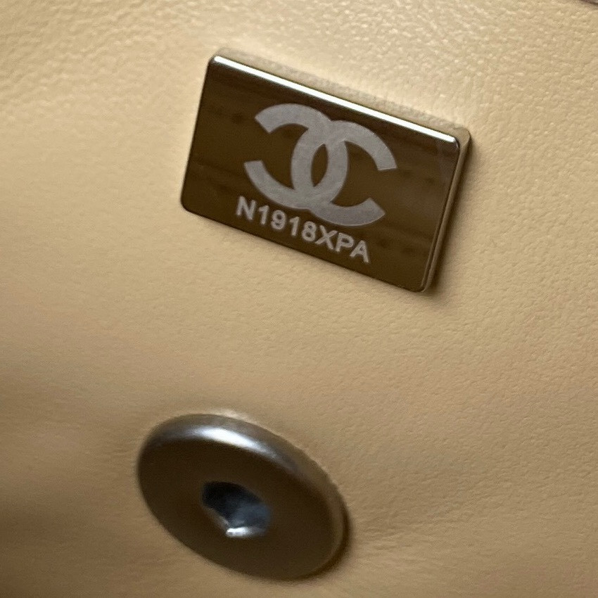 CHANEL MINI FLAP BAG SHINY CALFSKIN & SILVER-TONE METAL LIGHT beige 4.7 × 7.8 × 2.3 in