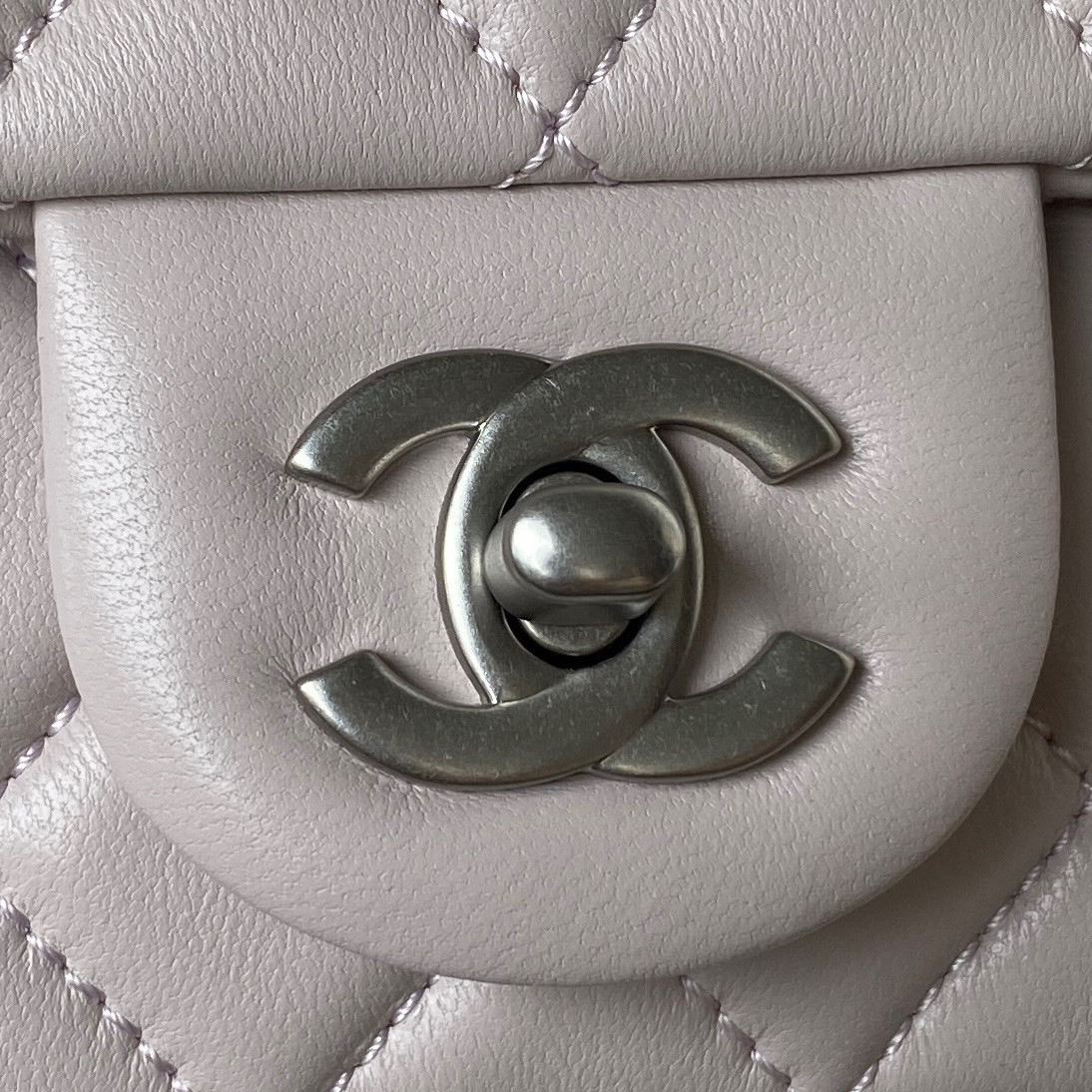 CHANEL MINI FLAP BAG SHINY CALFSKIN & SILVER-Tone METAL 5.3 × 6.6 × 3.1 in
