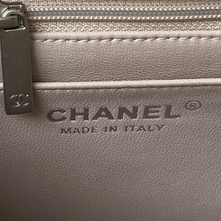 CHANEL MINI FLAP BAG SHINY CALFSKIN & SILVER-Tone METAL 5.3 × 6.6 × 3.1 in