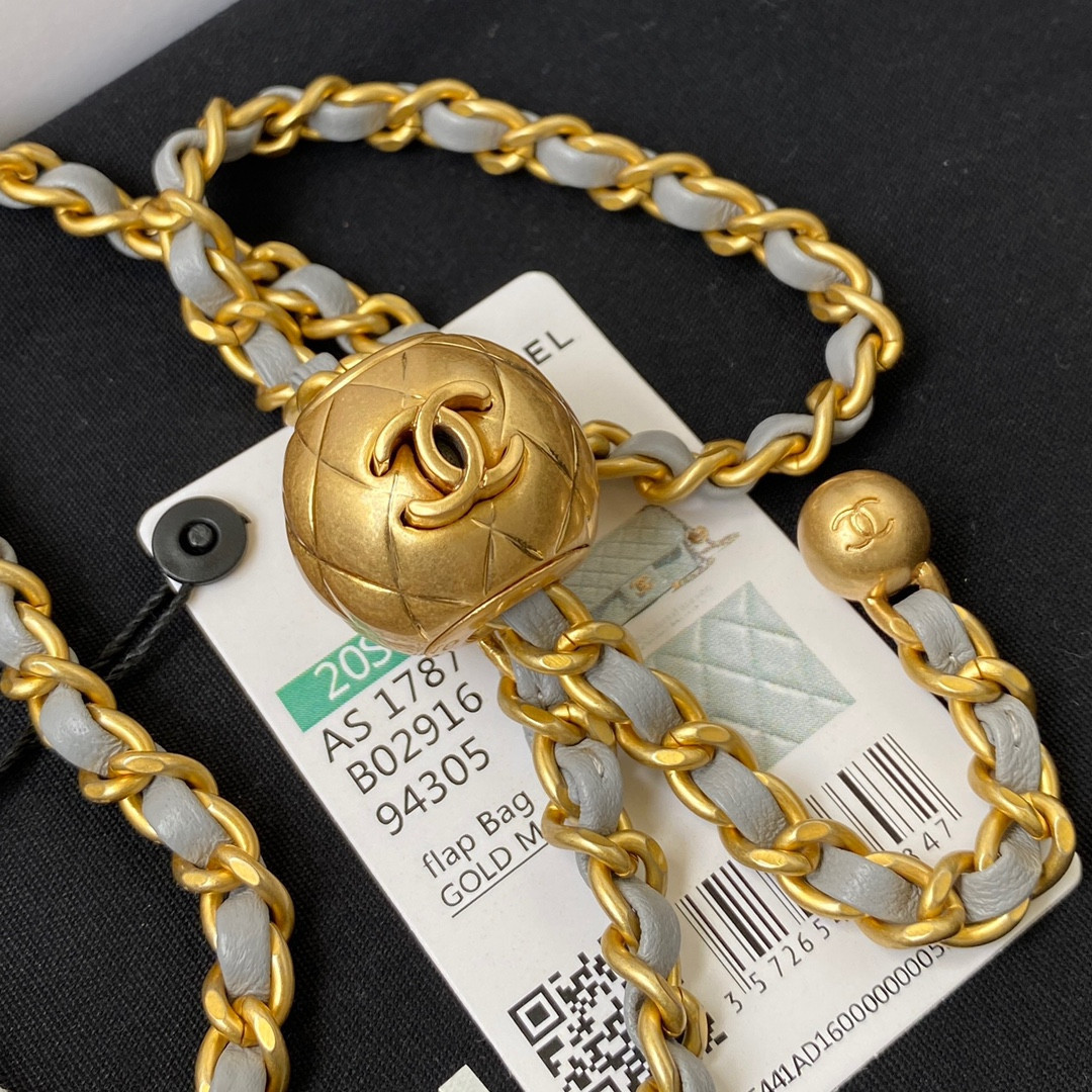 CHANEL MINI FLAP BAG SHINY CALFSKIN & gold-TONE METAL gray 4.7 × 7.8 × 2.3 in