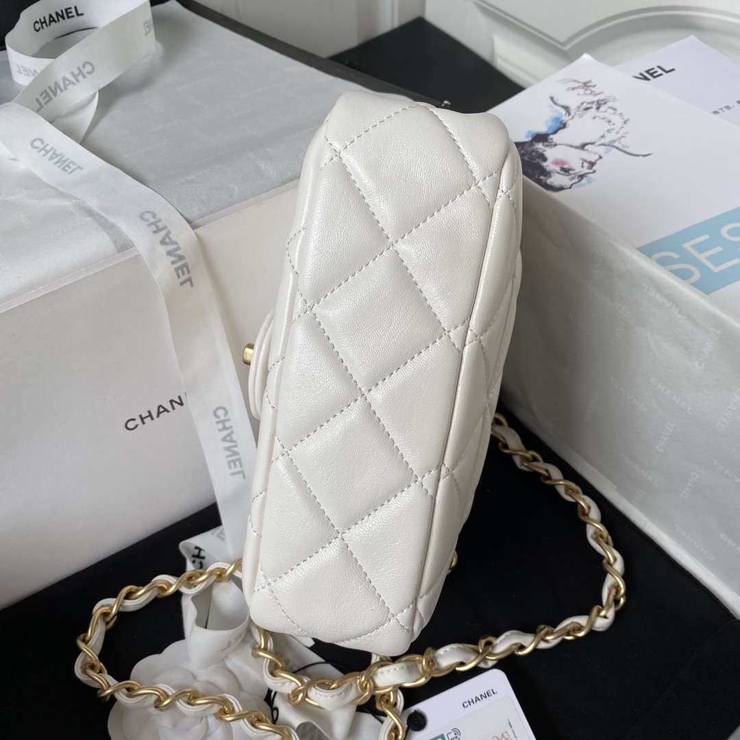 CHANEL MINI FLAP BAG WHITE 4.7 × 7.8 × 2.3 in