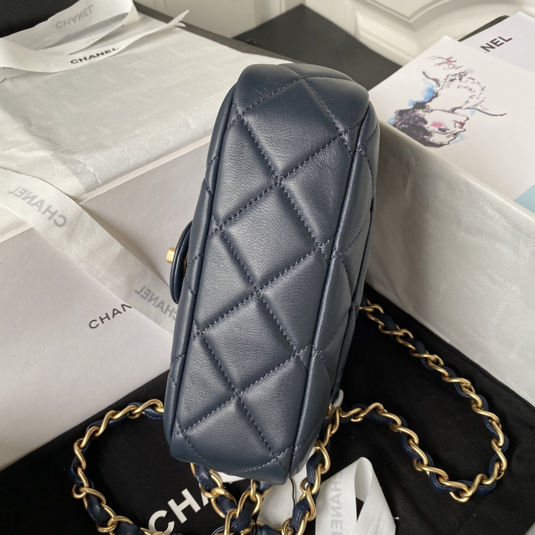 CHANEL MINI FLAP BAG NAVY 4.7 × 7.8 × 2.3 in
