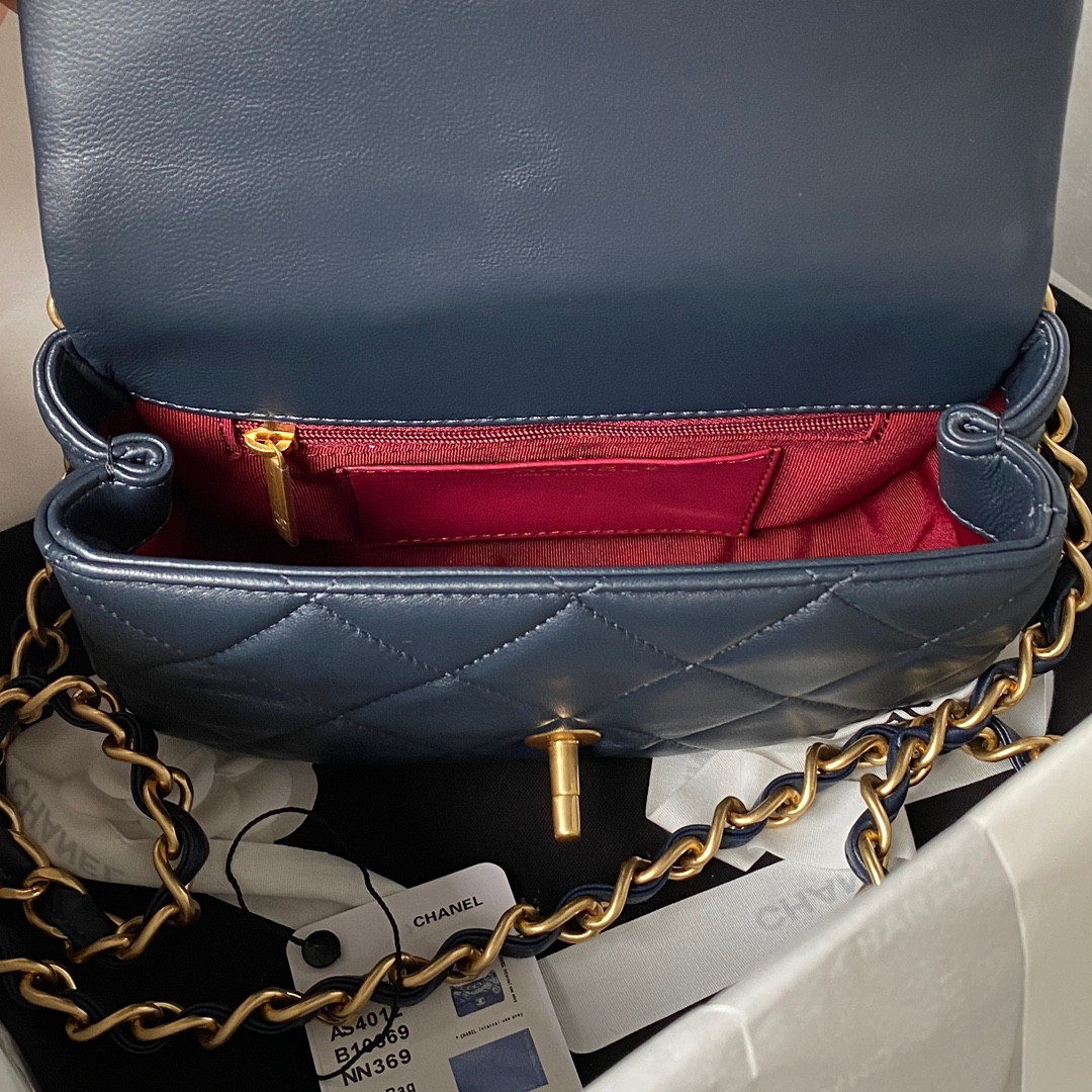CHANEL MINI FLAP BAG NAVY 4.7 × 7.8 × 2.3 in