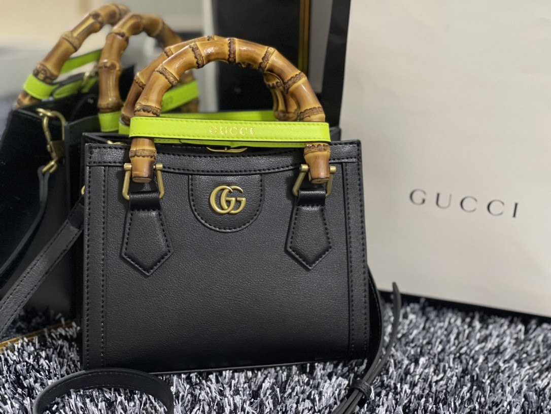 GUCCI DIANA MINI TOTE BAG Black 20W x 16H x 10D CM