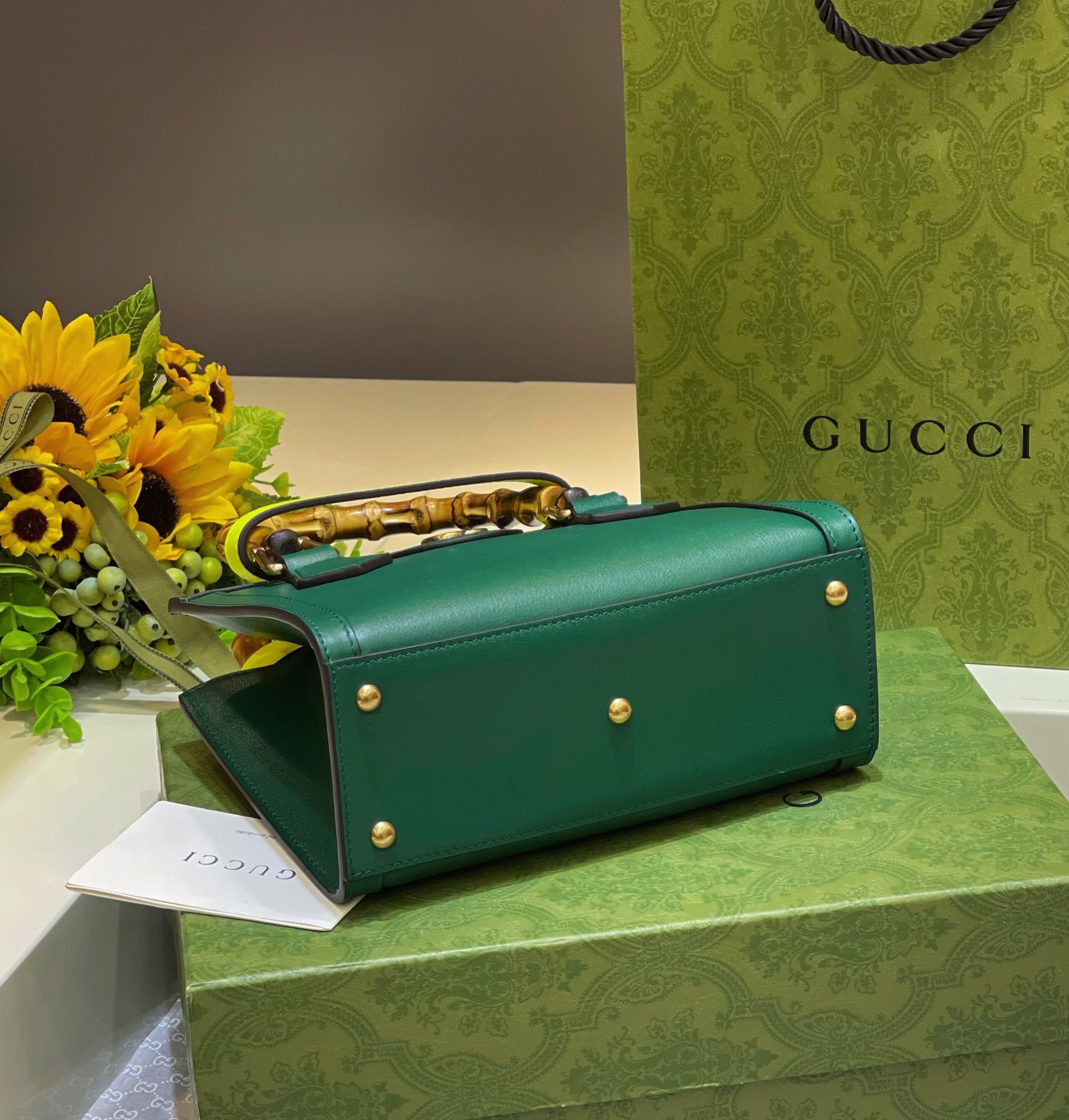 GUCCI DIANA MINI TOTE BAG Green 20W x 16H x 10D CM