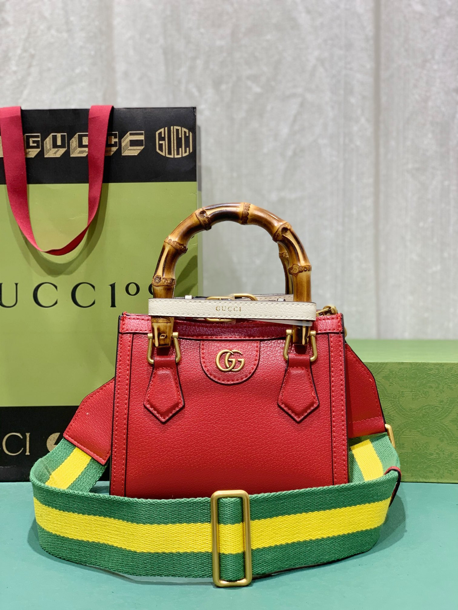 GUCCI DIANA MINI TOTE BAG Red 20W x 16H x 10D CM
