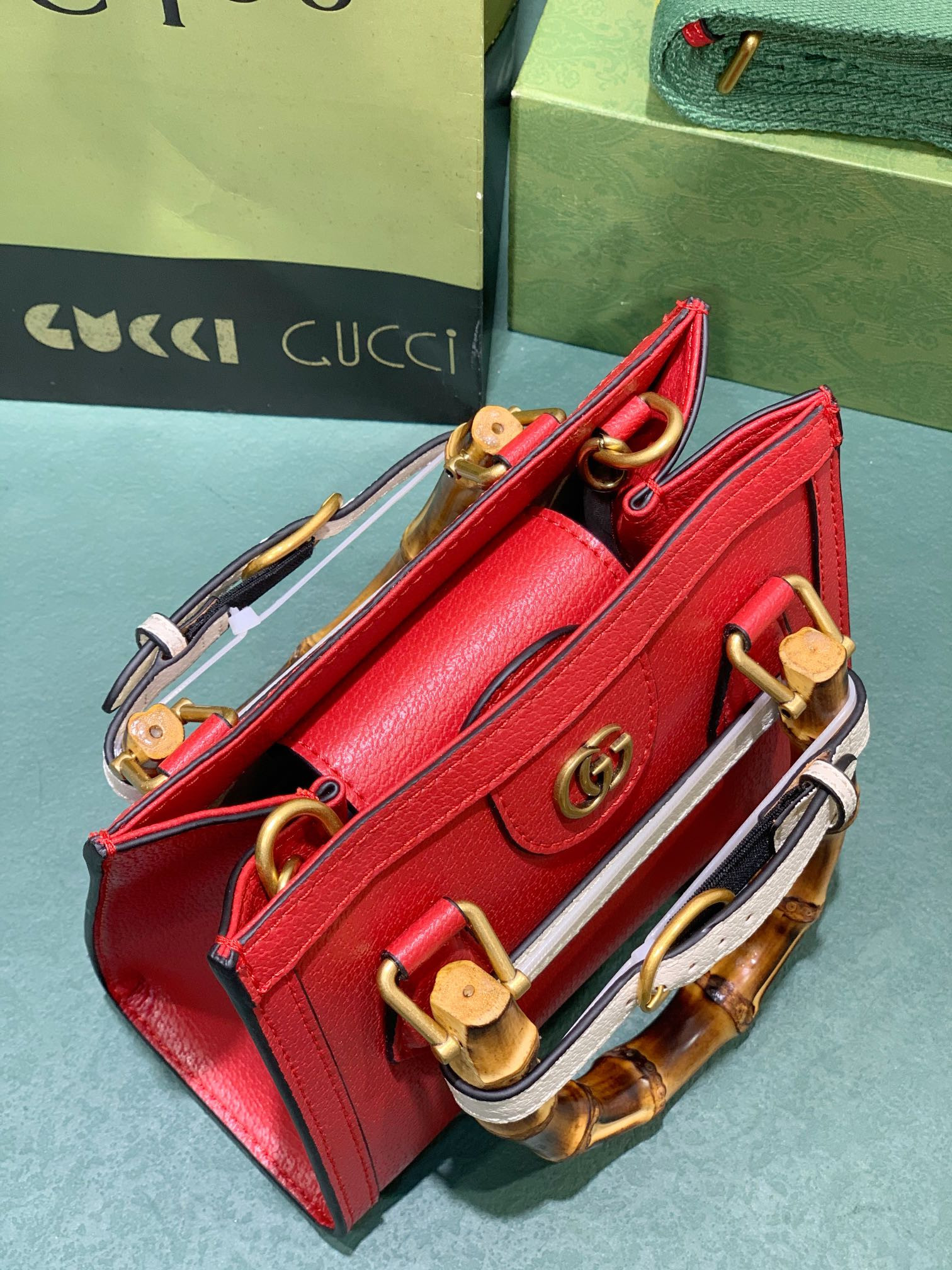 GUCCI DIANA MINI TOTE BAG Red 20W x 16H x 10D CM