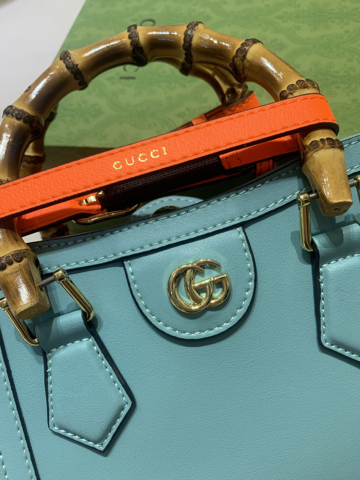 GUCCI DIANA MINI TOTE BAG Blue 20W x 16H x 10D CM