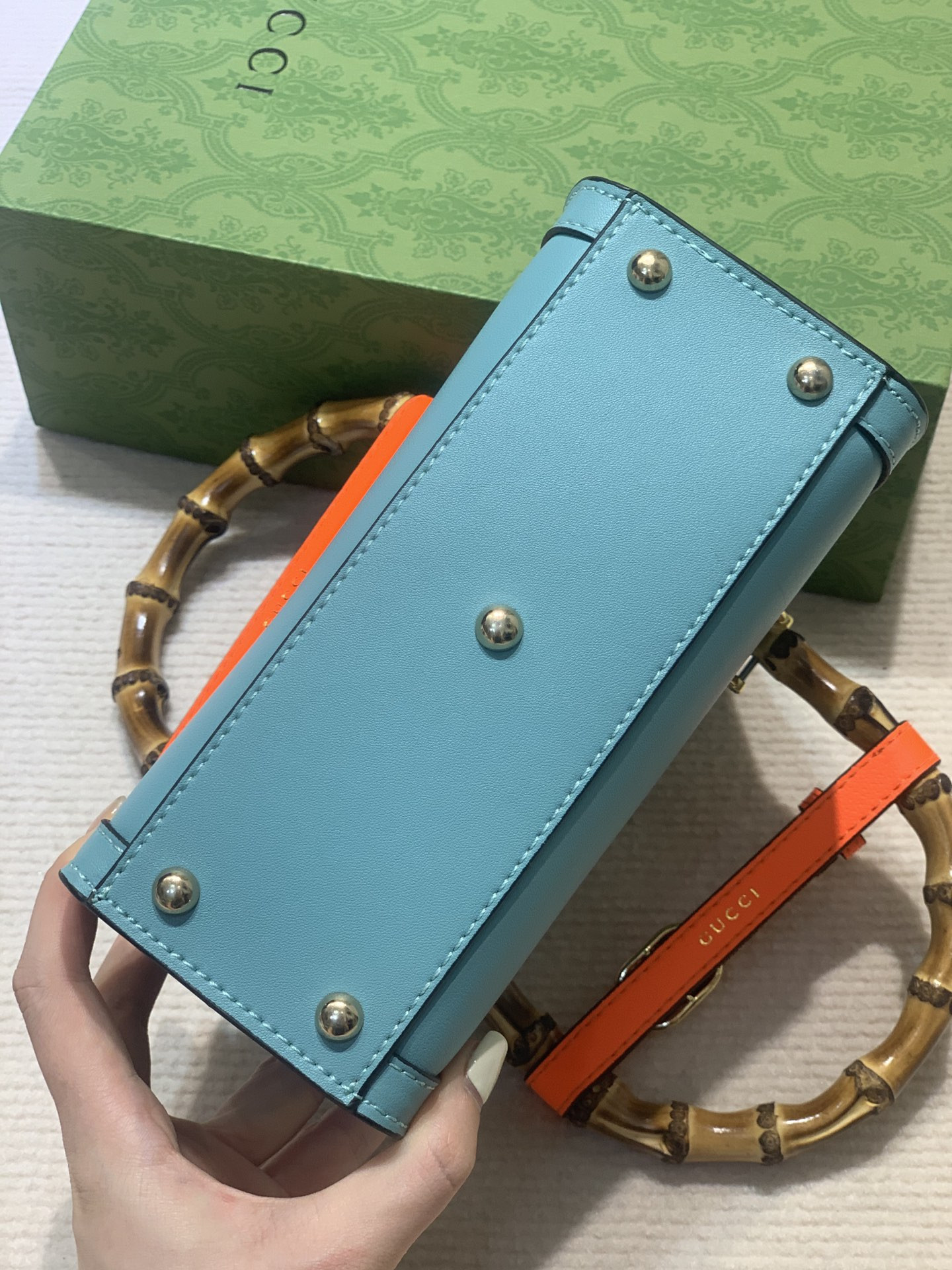 GUCCI DIANA MINI TOTE BAG Blue 20W x 16H x 10D CM