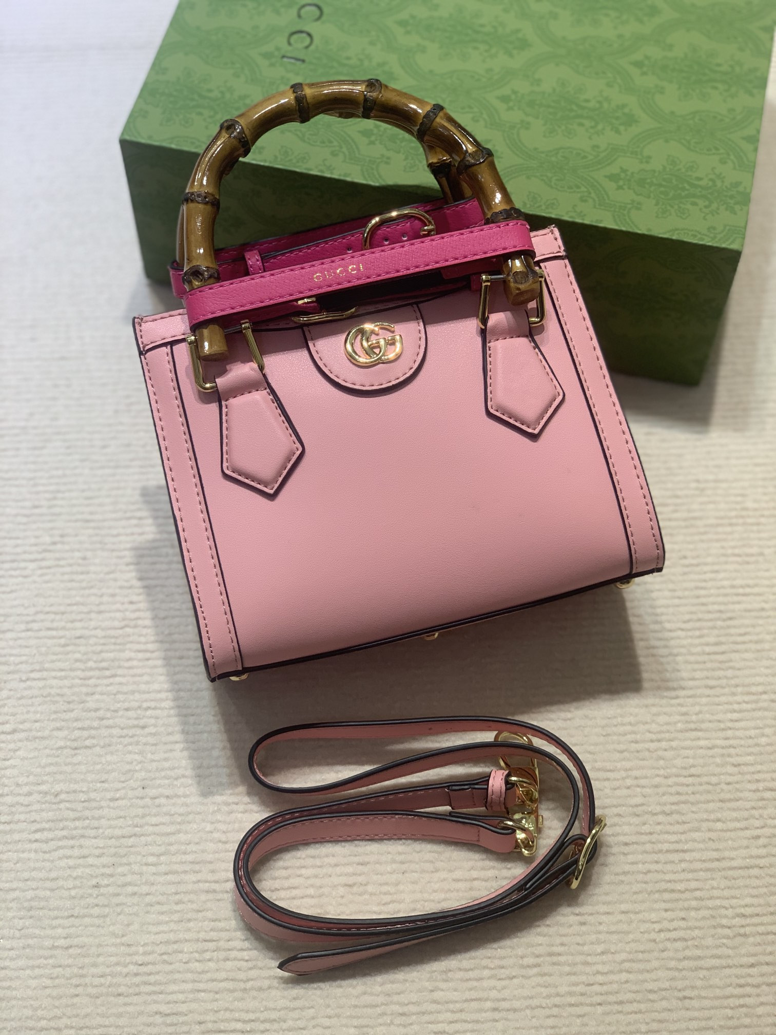 GUCCI DIANA MINI TOTE BAG Pink 20W x 16H x 10D CM