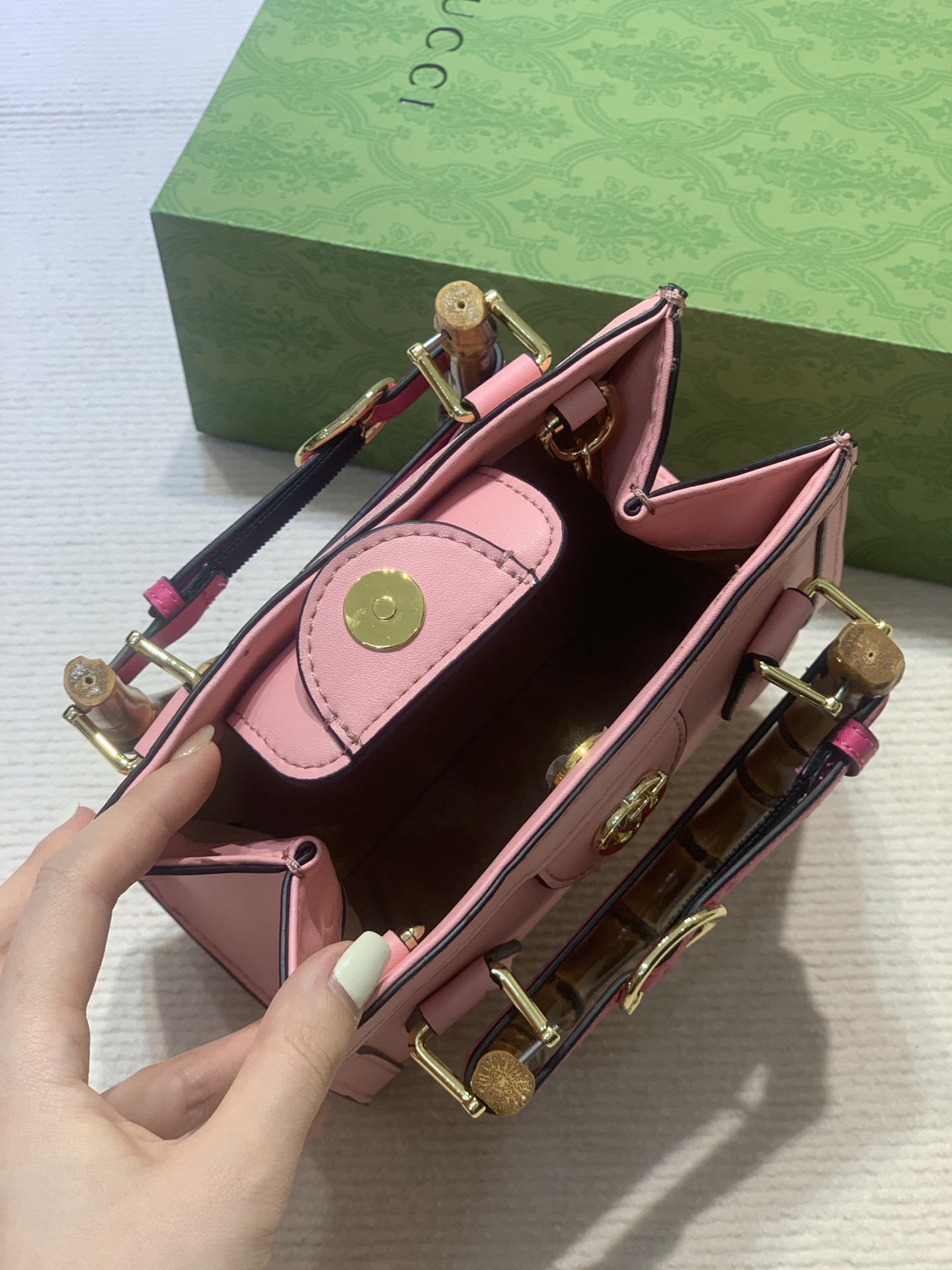 GUCCI DIANA MINI TOTE BAG Pink 20W x 16H x 10D CM