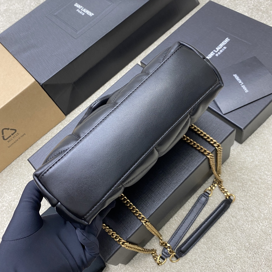 YSL PUFFER IN LEATHER BLACK 23 X 15.5 X 5.8 CM