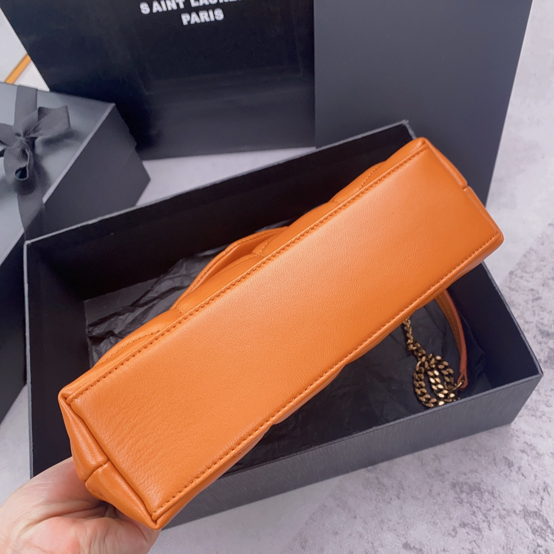 YSL PUFFER IN LEATHER ORANGE 23 X 15.5 X 5.8 CM