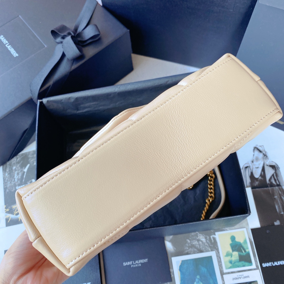 YSL PUFFER IN LEATHER BEIGE 23 X 15.5 X 5.8 CM