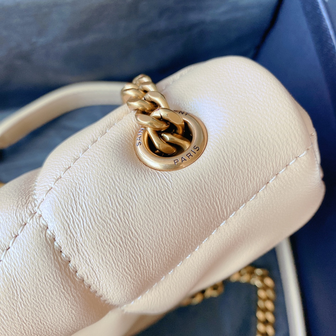 YSL PUFFER IN LEATHER BEIGE 23 X 15.5 X 5.8 CM