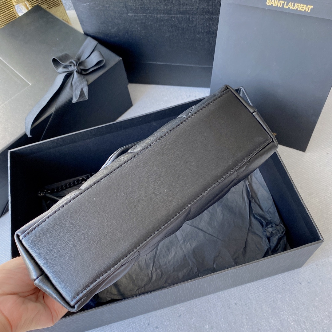 YSL PUFFER IN LEATHER NAVY 23 X 15.5 X 5.8 CM