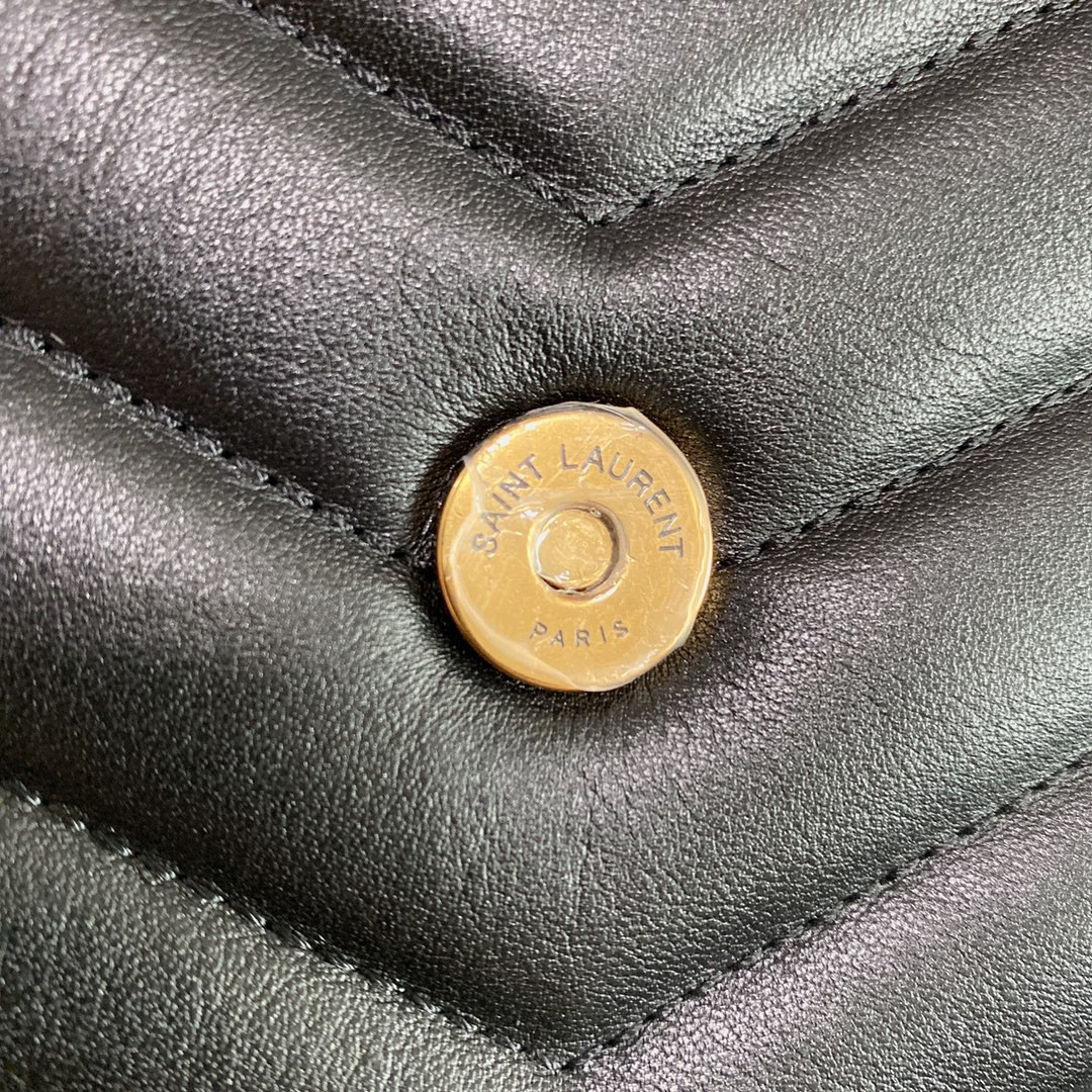 YSL LOULOU SMALL IN QUILTED LEATHER BLACK GOLD 9 X 6.1 X 3.3 INCHES