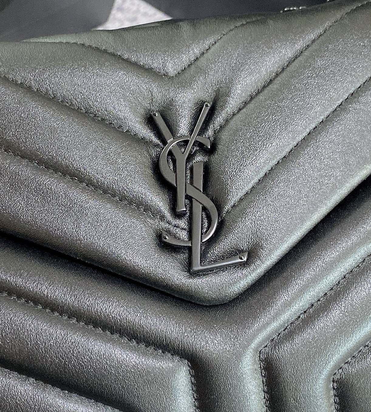 YSL LOULOU SMALL IN QUILTED LEATHER BLACK 9 X 6.1 X 3.3 INCHES