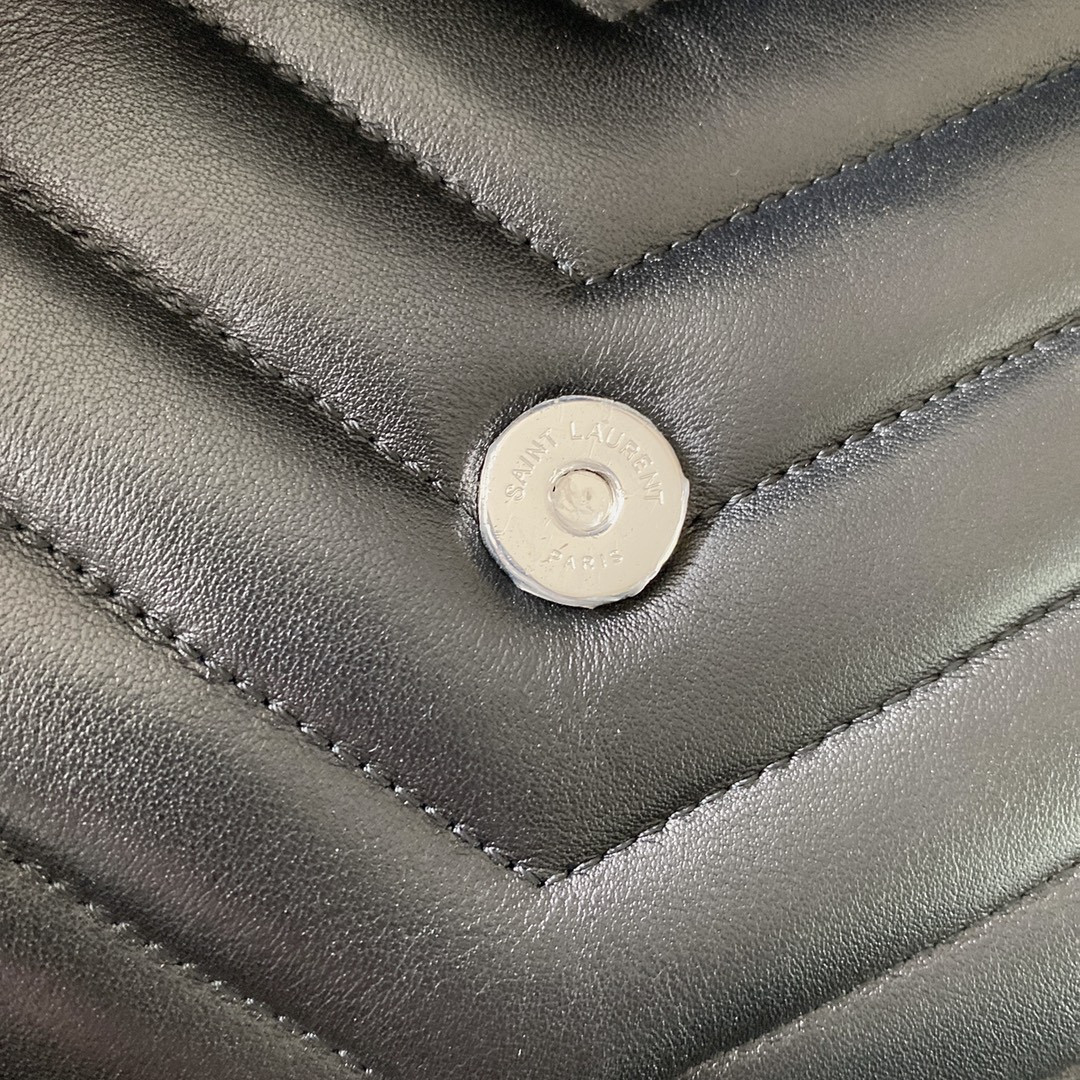 YSL LOULOU MEDIUM IN QUILTED LEATHER BLACK Silver 12.5 X 8.6 X 3.5 INCHES