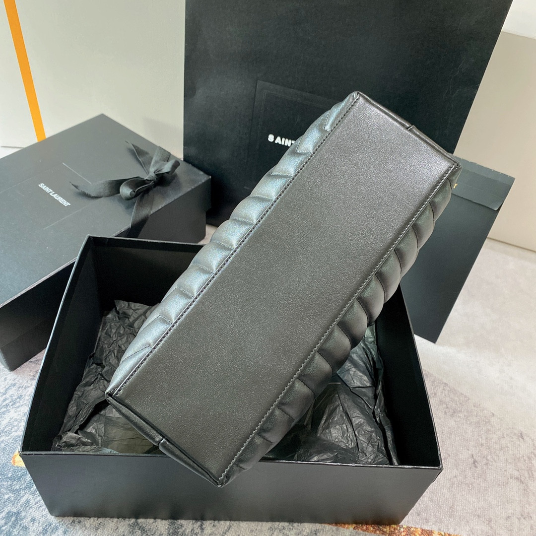 YSL LOULOU MEDIUM IN QUILTED LEATHER BLACK 12.5 X 8.6 X 3.5 INCHES