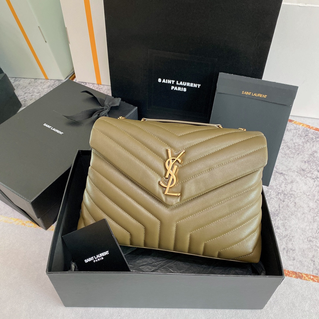 YSL LOULOU MEDIUM IN QUILTED LEATHER 12.5 X 8.6 X 3.5 INCHES