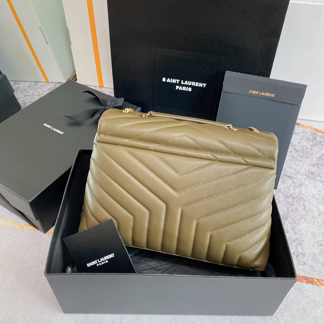 YSL LOULOU MEDIUM IN QUILTED LEATHER 12.5 X 8.6 X 3.5 INCHES