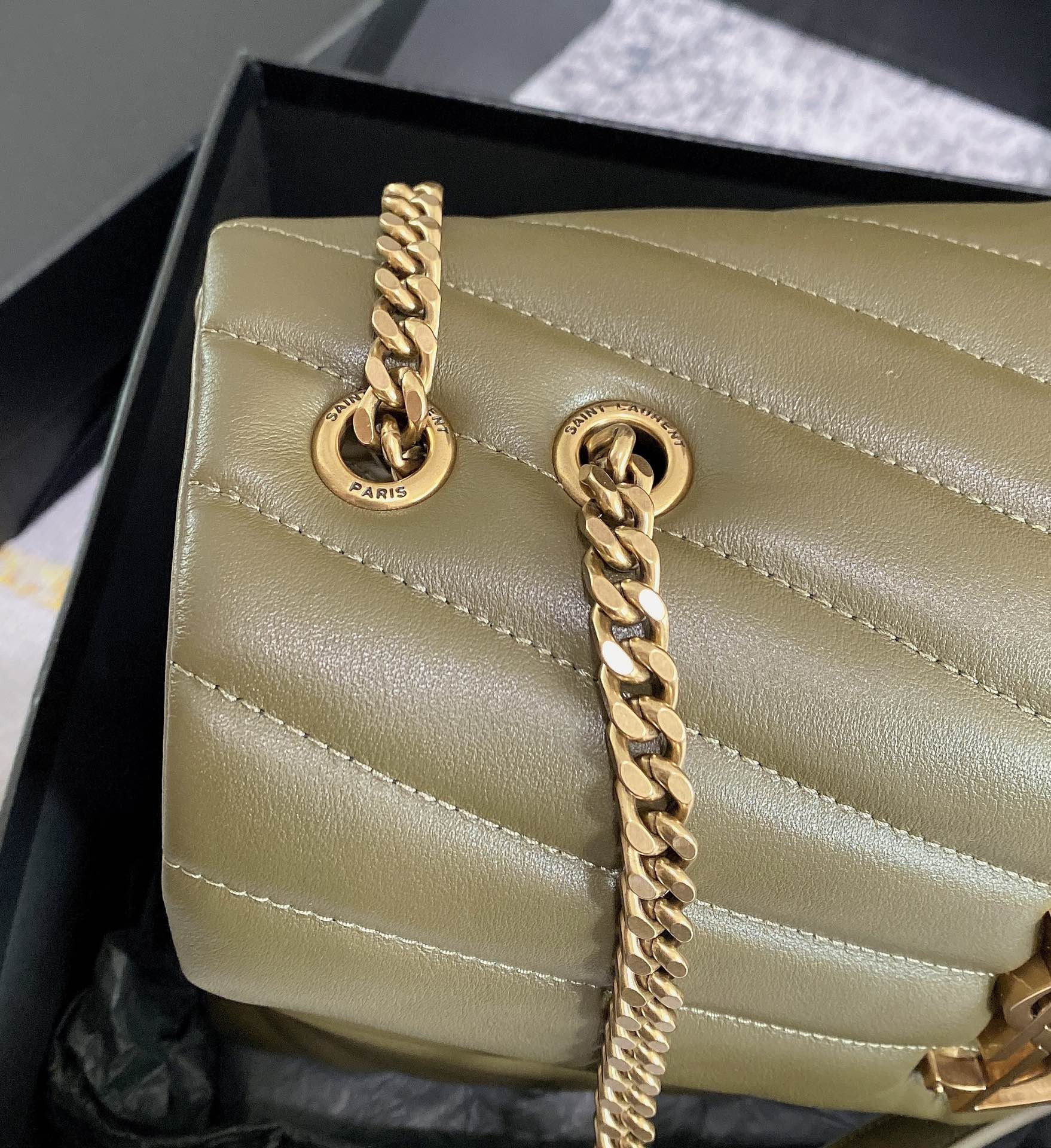 YSL LOULOU MEDIUM IN QUILTED LEATHER 12.5 X 8.6 X 3.5 INCHES