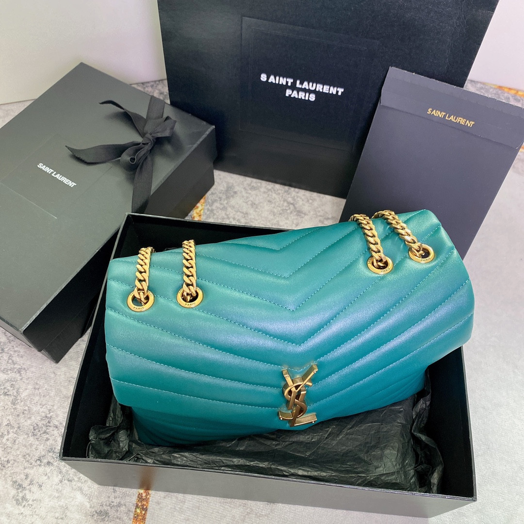 YSL LOULOU MEDIUM BAG IN Y-QUILTED LEATHER BAG 12.5 X 8.6 X 4.7 INCHES