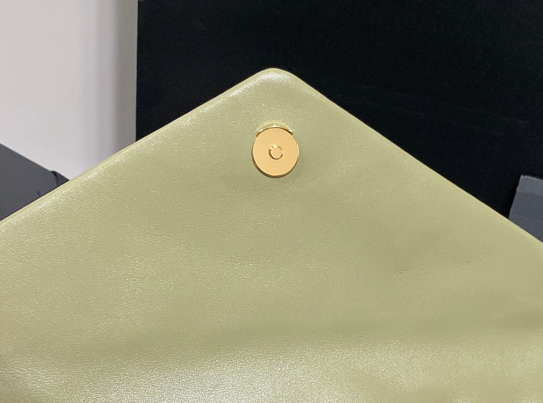 YSL LOULOU MEDIUM IN QUILTED LEATHER GREEN 12.5 X 8.6 X 3.5 INCHES