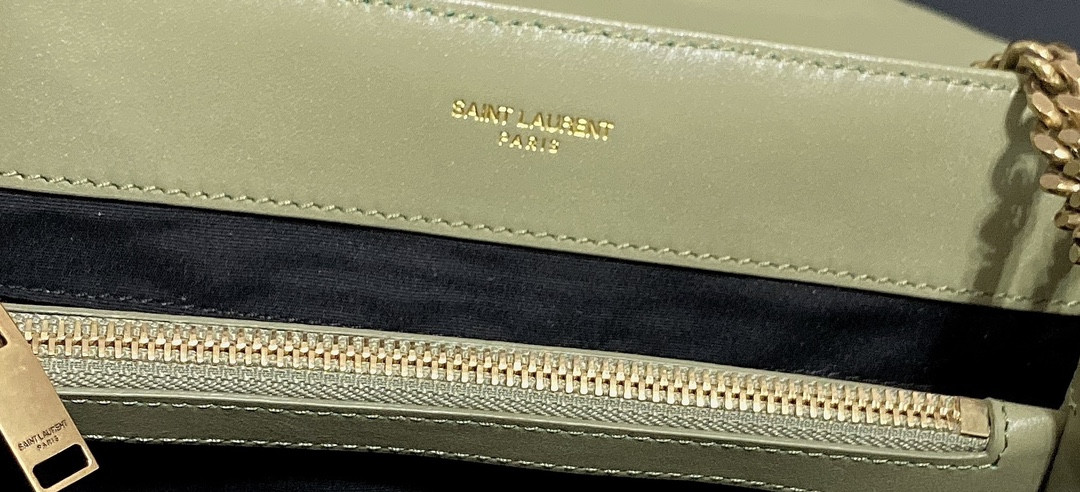 YSL LOULOU MEDIUM IN QUILTED LEATHER GREEN 12.5 X 8.6 X 3.5 INCHES