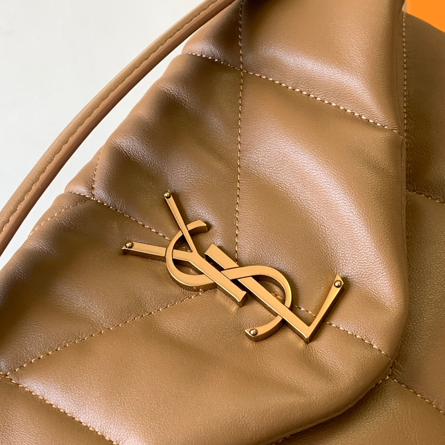 YSL PUFFER SMALL IN NAPPA LEATHER BROWN 11.4 X 6.6 X 4.3 INCHES