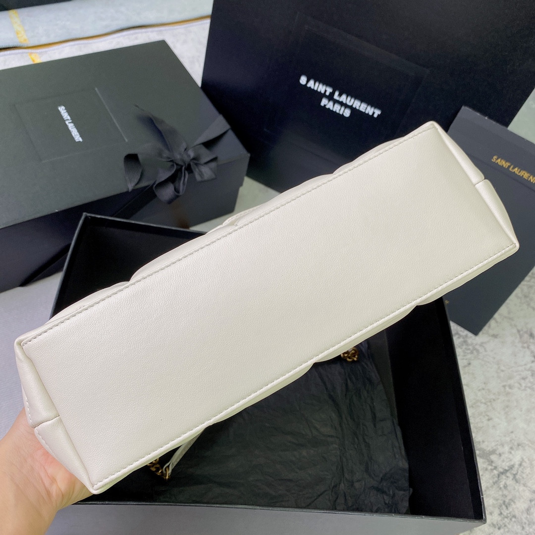 YSL PUFFER SMALL IN NAPPA LEATHER WHITE 11.4 X 6.6 X 4.3 INCHES