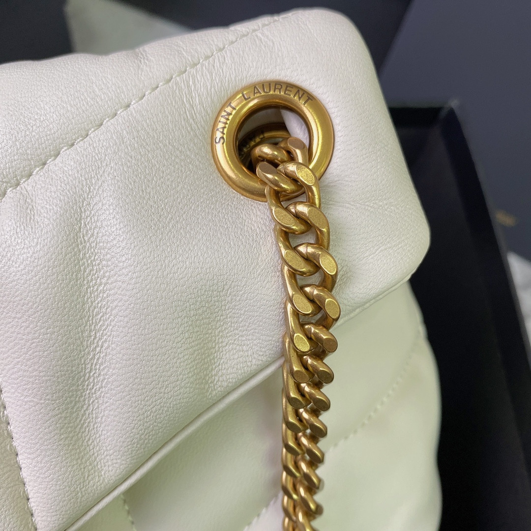 YSL PUFFER SMALL IN NAPPA LEATHER WHITE 11.4 X 6.6 X 4.3 INCHES