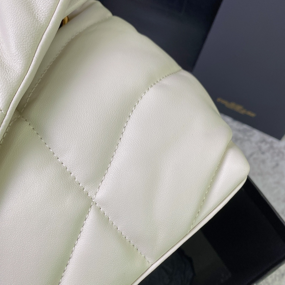 YSL PUFFER SMALL IN NAPPA LEATHER WHITE 11.4 X 6.6 X 4.3 INCHES