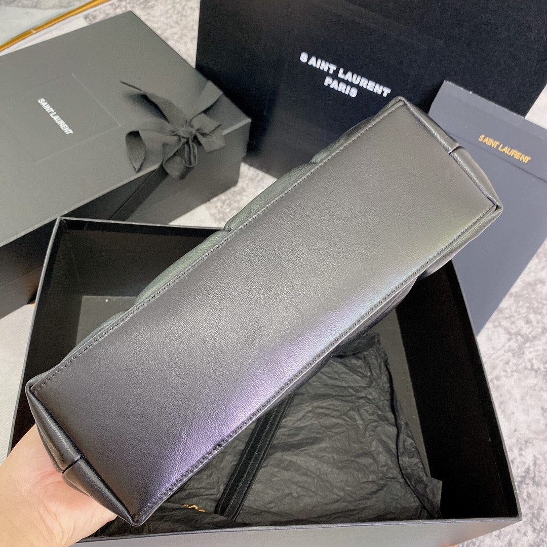 YSL PUFFER SMALL IN NAPPA LEATHER BLACK 11.4 X 6.6 X 4.3 INCHES