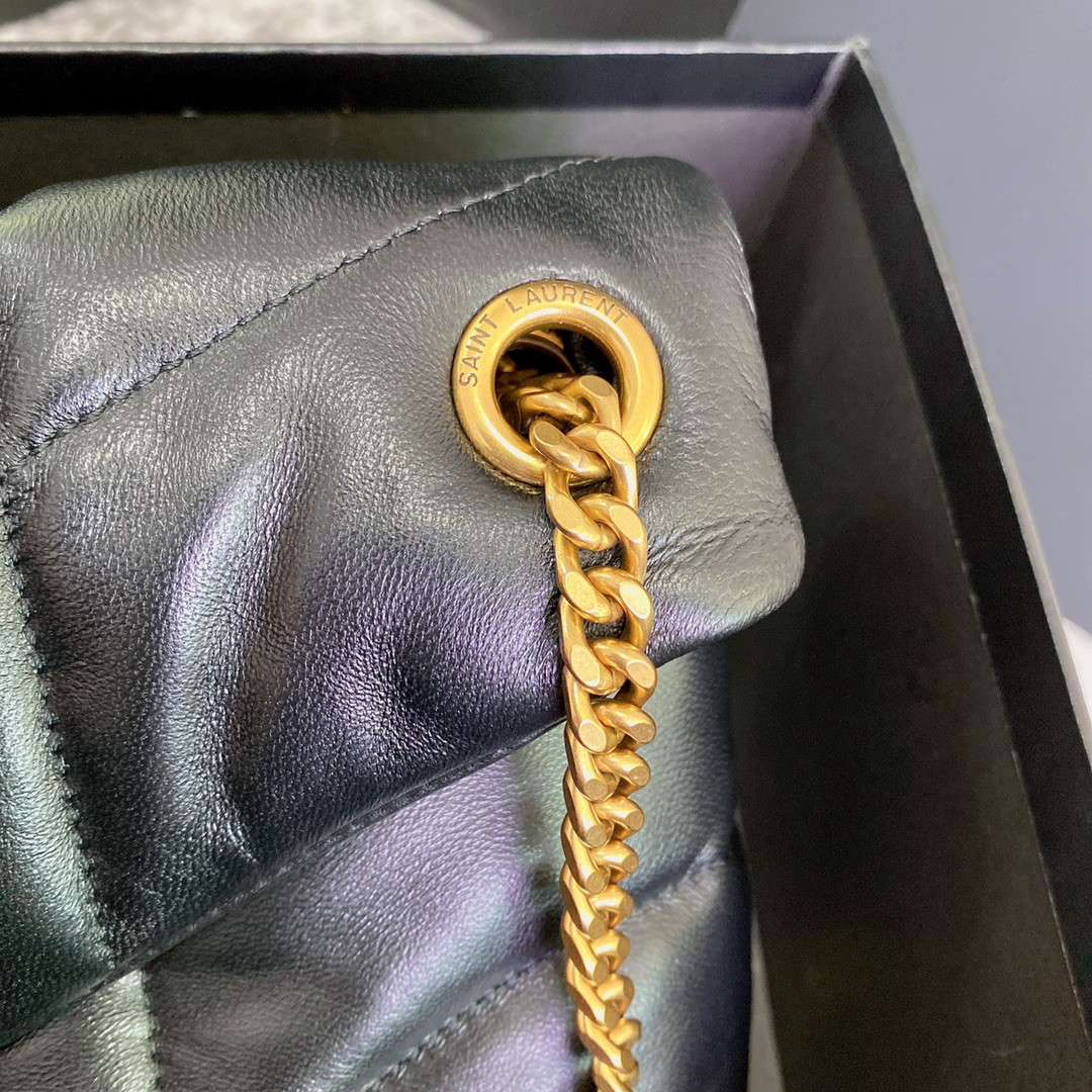 YSL PUFFER SMALL IN NAPPA LEATHER BLACK 11.4 X 6.6 X 4.3 INCHES