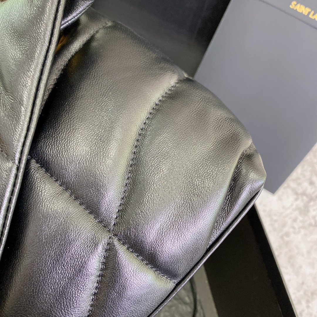 YSL PUFFER SMALL IN NAPPA LEATHER BLACK 11.4 X 6.6 X 4.3 INCHES