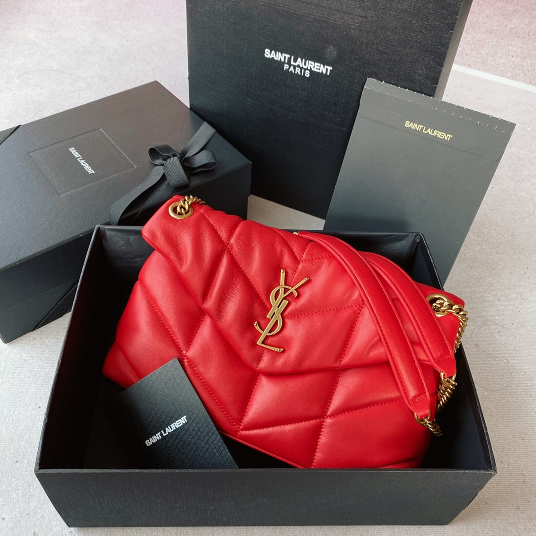 YSL PUFFER SMALL IN NAPPA LEATHER RED 11.4 X 6.6 X 4.3 INCHES