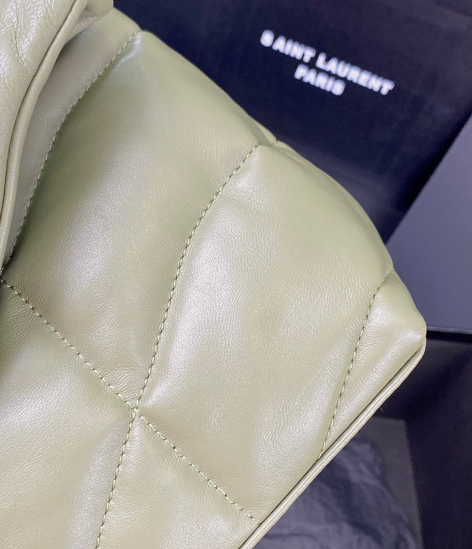 YSL PUFFER SMALL IN NAPPA LEATHER GREEN 11.4 X 6.6 X 4.3 INCHES