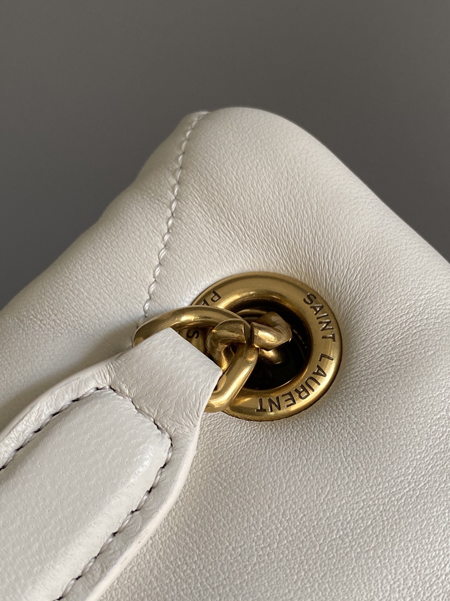 YSL PUFFER MEDIUM IN NAPPA LEATHER WHITE 13.7 X 9 X 5.3 INCHES