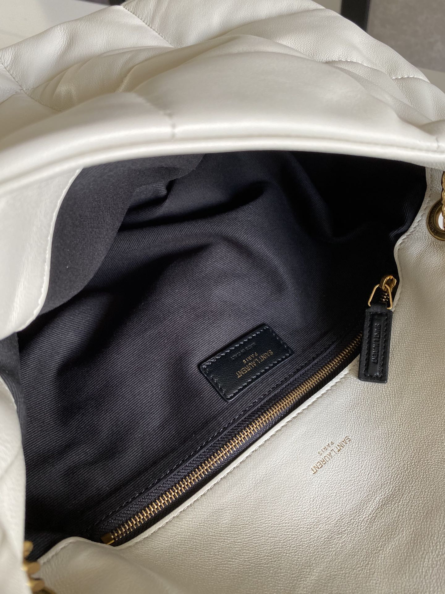 YSL PUFFER MEDIUM IN NAPPA LEATHER WHITE 13.7 X 9 X 5.3 INCHES