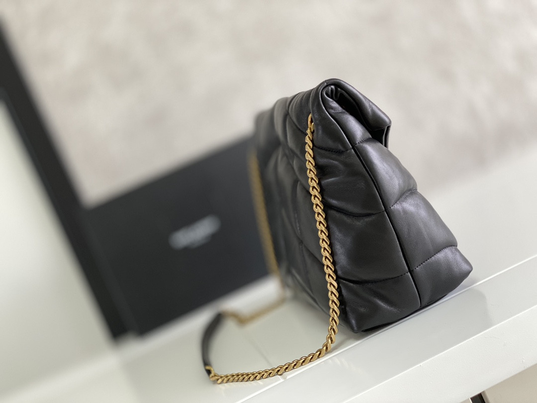 YSL PUFFER MEDIUM IN NAPPA LEATHER BLACK 13.7 X 9 X 5.3 INCHES