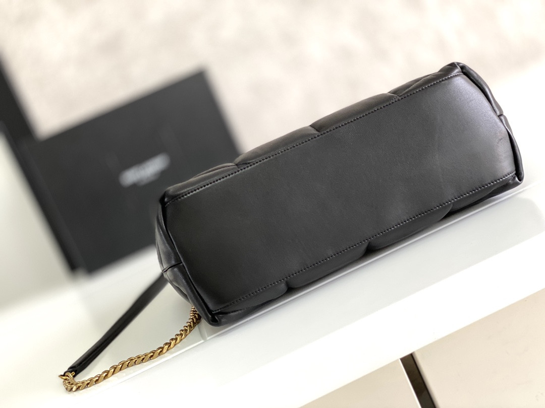 YSL PUFFER MEDIUM IN NAPPA LEATHER BLACK 13.7 X 9 X 5.3 INCHES