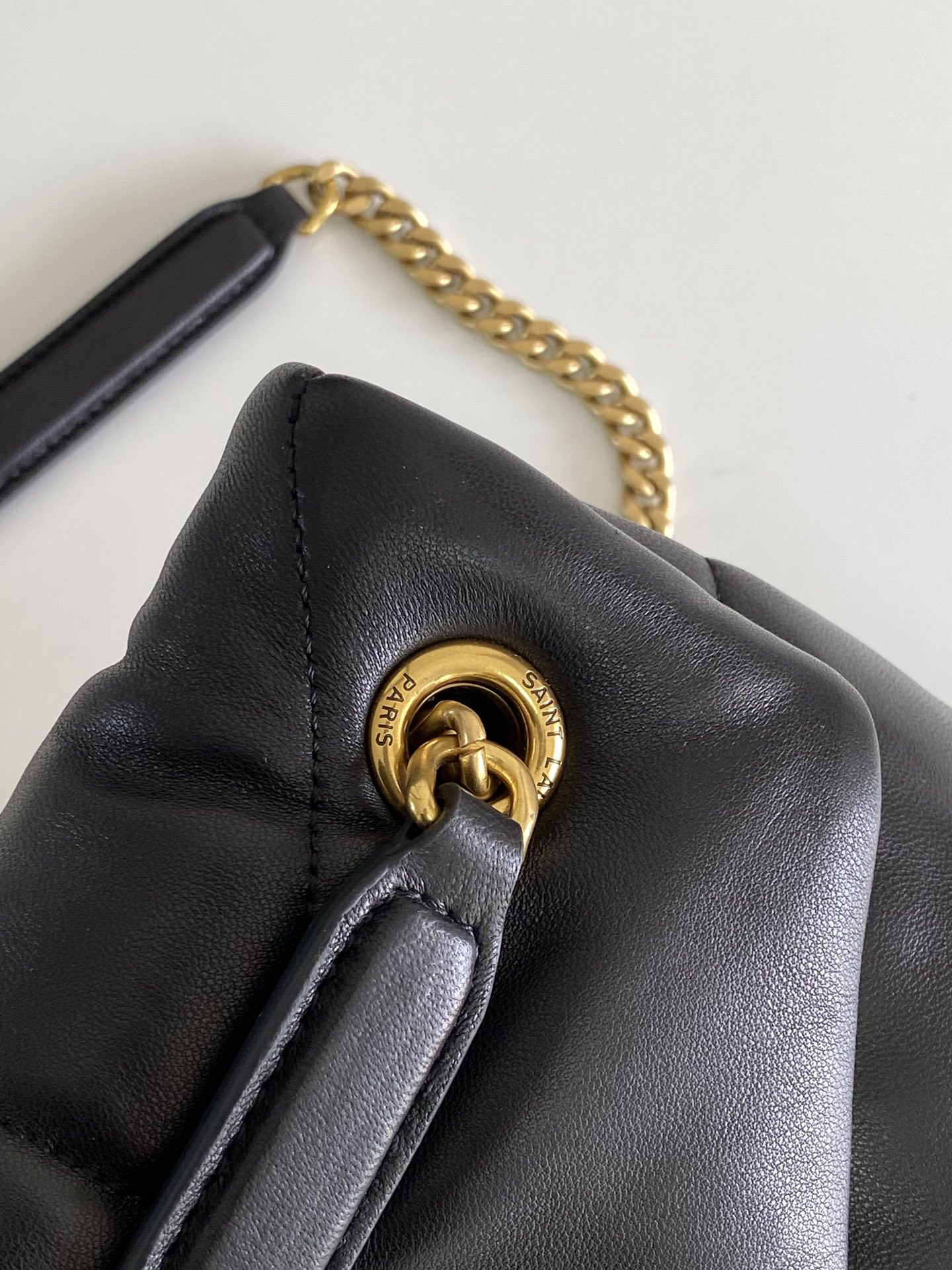 YSL PUFFER MEDIUM IN NAPPA LEATHER BLACK 13.7 X 9 X 5.3 INCHES