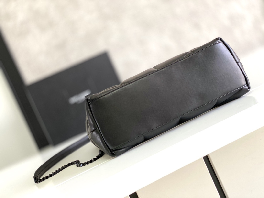 YSL PUFFER MEDIUM IN NAPPA LEATHER ALL BLACK 13.7 X 9 X 5.3 INCHES